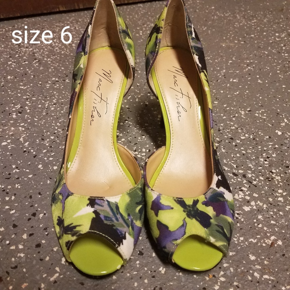 Floral peep toe heels